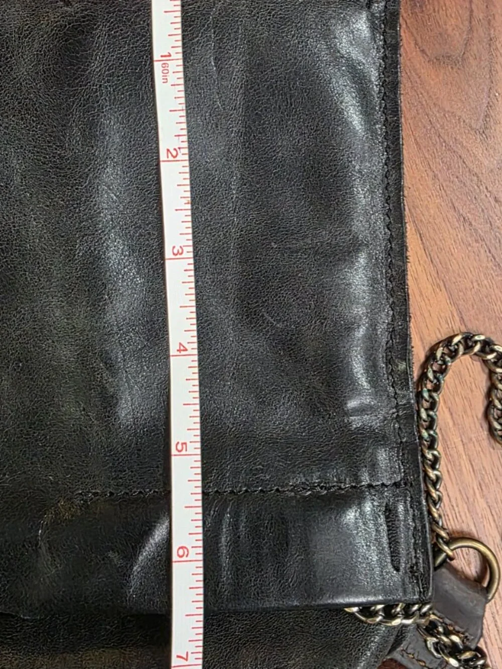 Large Jo handbags black leather tote, fold over with chain/leather strap